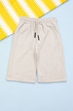 Krem Beli Lastikli Jogger Kumaş Basic Erkek Çocuk Şort 21159