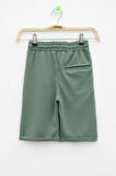 Yeşil Beli Lastikli Ponpon Kumaş Basic Erkek Çocuk Şort 21167