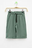 Yeşil Beli Lastikli Ponpon Kumaş Basic Erkek Çocuk Şort 21167