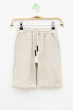 Krem  Beli Lastikli Ponpon Kumaş Basic Erkek Çocuk Şort 21170