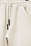 Krem  Beli Lastikli Ponpon Kumaş Basic Erkek Çocuk Şort 21170