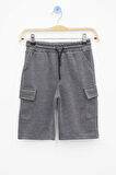 Füme Beli Lastikli Çift Kargo Cepli Erkek Çocuk Şort 21176