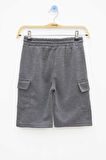 Füme Beli Lastikli Çift Kargo Cepli Erkek Çocuk Şort 21176