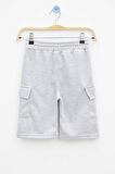Gri Beli Lastikli Çift Kargo Cepli Erkek Çocuk Şort 21180
