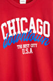 Kırmızı Chicago Baskılı Bisiklet Yaka Erkek Çocuk 2li Eşofman Takımı 22730