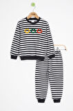 Füme Erkek Çocuk Gülenyüz Nakışlı Çizgili Şardonlu Takım 23322