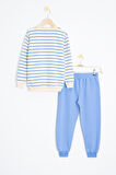 Mavi Çizgili Cep Detaylı Erkek Çocuk Eşofman Takımı 23341