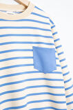 Mavi Çizgili Cep Detaylı Erkek Çocuk Eşofman Takımı 23341