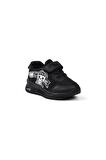 Unisex Bebe Siyah Figürlü Işıklı Cırtlı Sneaker Günlük Spor Ayakkabı