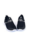 Çocuk Unisex Siyah Beyaz Bağcıksız Slip-On Rahat Kalıp Günlük Sneaker Spor Ayakkabı