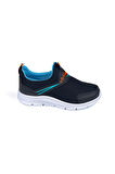 Çocuk Unisex Siyah Turkuaz Bağcıksız Slip-On Rahat Kalıp Günlük Sneaker Spor Ayakkabı