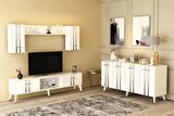 ASEL TV ÜNİTESİ ve KONSOL 2'Lİ SALON TAKIMI BEYAZ-GÜMÜŞ