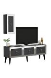 LAZER DESENLİ 150 CM BARE TV ÜNİTESİ ANTRASİT-GÜMÜŞ