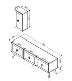 LAZER DESENLİ 150 CM BARE TV ÜNİTESİ CEVİZ-ALTIN