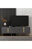 LAZER DESENLİ 150 CM DETAS TV ÜNİTESİ ANTRASİT-ALTIN