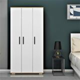 ÜÇ KAPAKLI 90 CM EDİT GARDIROP SAFİRMEŞE-BEYAZ