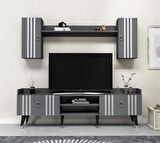 RAFLI 180 CM IŞIL TV ÜNİTESİ ANTRASİT-GÜMÜŞ