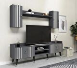 RAFLI 180 CM IŞIL TV ÜNİTESİ ANTRASİT-GÜMÜŞ
