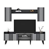 RAFLI 180 CM IŞIL TV ÜNİTESİ ANTRASİT-GÜMÜŞ