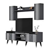RAFLI 180 CM IŞIL TV ÜNİTESİ ANTRASİT-GÜMÜŞ