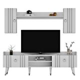 RAFLI 180 CM IŞIL TV ÜNİTESİ BEYAZ-GÜMÜŞ