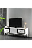 LİİNDA TV SEHPASI (ALT MODÜL) BEYAZ-GÜMÜŞ