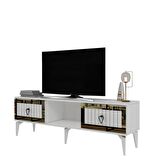  LİNDA TV SEHPASI (ALT MODÜL) BEYAZ-ALTIN