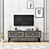 120 CM VENNA TV ÜNİTESİ ANTRASİT-ALTIN