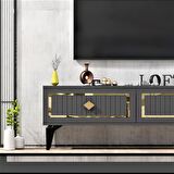 120 CM VENNA TV ÜNİTESİ ANTRASİT-ALTIN