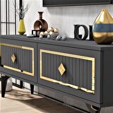 120 CM VENNA TV ÜNİTESİ ANTRASİT-ALTIN