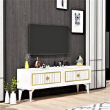 120 CM VENNA TV ÜNİTESİ BEYAZ-ALTIN