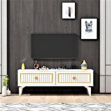 120 CM VENNA TV ÜNİTESİ BEYAZ-ALTIN