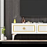 120 CM VENNA TV ÜNİTESİ BEYAZ-ALTIN