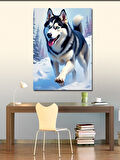 Kanvas Tablo Koşan Husky Köpeği