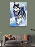 Kanvas Tablo Koşan Husky Köpeği
