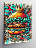 Kanvas Tablo Renkli Fast Food Burger Çizimi