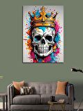 Kanvas Tablo Taçlı Kral Kurukafa