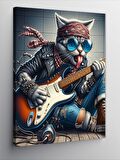 Kanvas Tablo Gitar Çalan Barışık Kedi