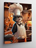 Kanvas Tablo Aşçı Şef Kedi Mutfakta