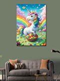 Kanvas Tablo Sevimli Unicorn Paskalya'Da