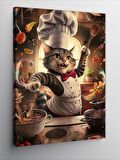 Kanvas Tablo Mutfaktaki Tekir Kedi