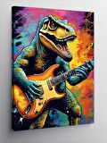 Kanvas Tablo Renkli Fon Gitarist Dinazor
