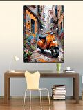 Kanvas Tablo Retro Turuncu Scooter Motosiklet