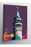 Kanvas Tablo Galata Kulesi Graffiti Efekt