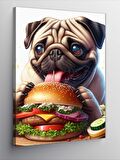 Kanvas Tablo Hamburger Yem Pug Cinsi Köpek