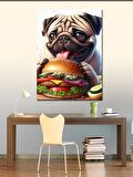 Kanvas Tablo Hamburger Yem Pug Cinsi Köpek