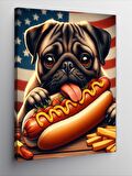 Kanvas Tablo Hotdog Yiyen Köpek