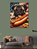 Kanvas Tablo Hotdog Yiyen Köpek