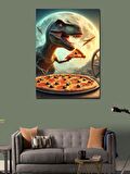 Kanvas Tablo Pizza Yiyen Dinazor