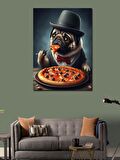 Kanvas Tablo Pizza Yiyen Pug Köpek